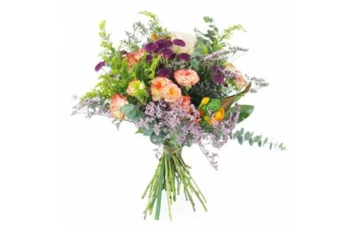Bouquet Champêtre Violet & Orange "Bucarest"