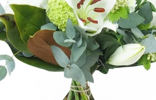 Bouquet De Lys & Fleurs Blanches "Bruges" -Boutique Fleur Deuil bouquet de lys fleurs blanches bruges 2