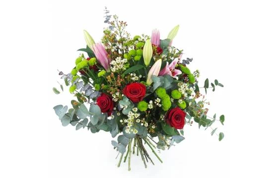 Bouquet De Rose Rouge & Lys Rose "Liège" 1 Bouquet De Rose Rouge & Lys Rose "Liège"