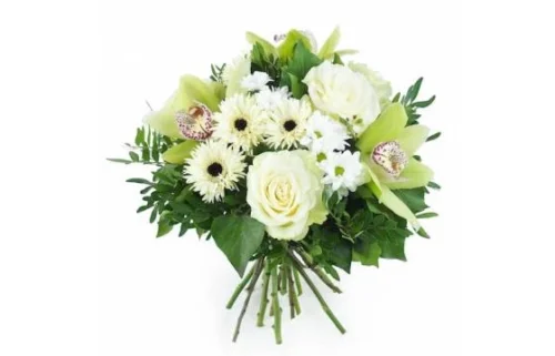 Bouquet Rond Blanc & Vert "Munich"