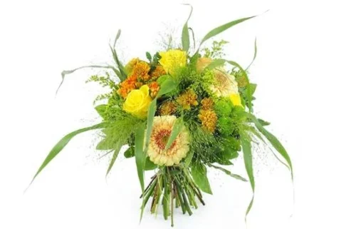 Bouquet Rond Champêtre Jaune & Orange "Gênes"
