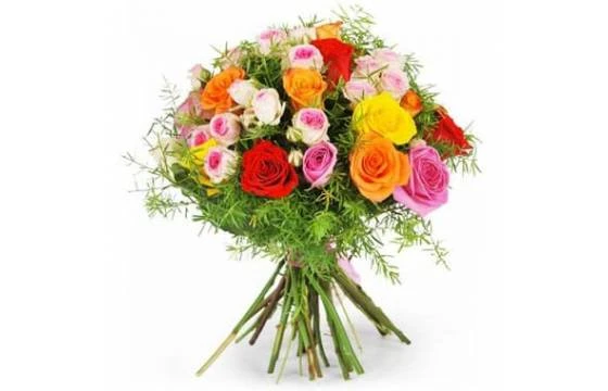Bouquet Rond De Roses Multicolores 1 Bouquet Rond De Roses Multicolores