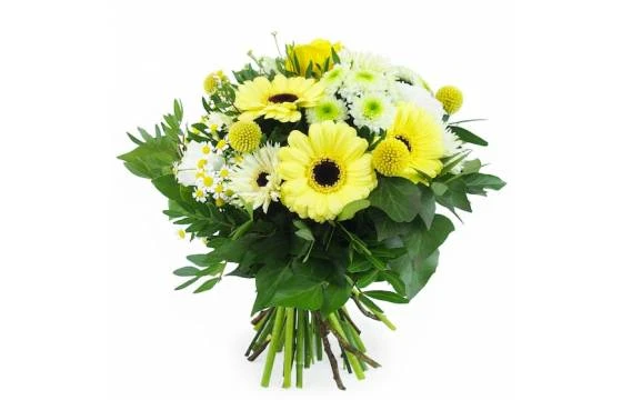 Bouquet Rond Jaune & Blanc "Prague" 1 Bouquet Rond Jaune & Blanc "Prague"