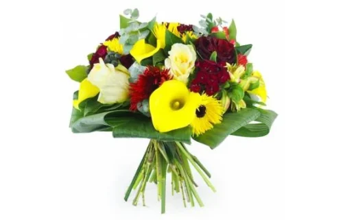 Bouquet Rond Jaune & Rouge "Madrid"