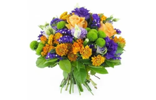 Bouquet Rond Orange & Violet "Marseille"