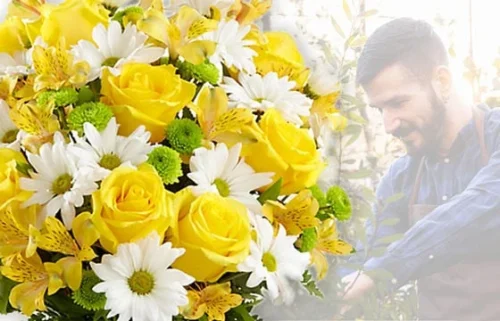 Bouquet Surprise Du Fleuriste Jaune & Blanc