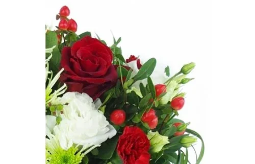 Bouquet Tourné Blanc, Vert & Rouge "Palerme" -Boutique Fleur Deuil bouquet tourne blanc vert rouge palerme 2