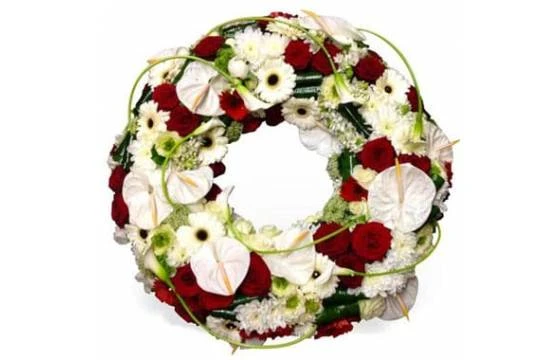 Couronne De Deuil Rouge Et Blanche Repos Infini 1 Couronne De Deuil Rouge Et Blanche Repos Infini