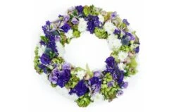 Couronne De Fleurs Bleues, Mauves & Blanches "Kyrios"