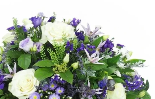 Coussin De Deuil Blanc & Violet-bleu "Neptune" 5 Coussin De Deuil Blanc & Violet-bleu "Neptune" -Boutique Fleur Deuil coussin de deuil blanc violet bleu neptune 2