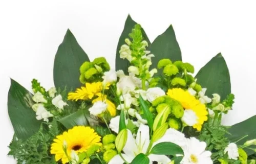 Gerbe De Fleurs Jaunes & Blanches -Boutique Fleur Deuil gerbe de fleurs jaunes blanches 2