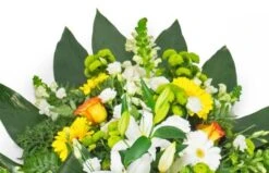 Gerbe De Fleurs Jaunes Oranges & Blanches 6 Gerbe De Fleurs Jaunes Oranges & Blanches -Boutique Fleur Deuil gerbe de fleurs jaunes oranges blanches 2