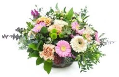 Panier De Fleurs Champêtre Roses Et Saumons "Artémis"