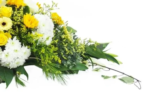 Raquette De Deuil Jaune & Blanche "Pluton" -Boutique Fleur Deuil raquette de deuil jaune blanche pluton 3