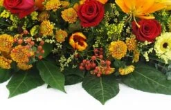 Raquette De Deuil Orange & Rouge "Hélios" -Boutique Fleur Deuil raquette de deuil orange rouge helios 3