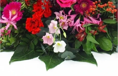 Raquette De Deuil Rouges, Fuchsias & Roses "Korinthos" -Boutique Fleur Deuil raquette de deuil rouges fuchsias roses korinthos 3