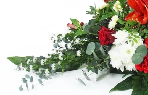 Raquette Rouge & Blanche "Delphes" -Boutique Fleur Deuil raquette rouge blanche delphes 3